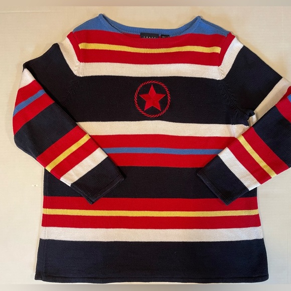 Crazy Horse Liz Claiborne Multicolored Long Sleeve  Striped Sweater Size 1 - Picture 1 of 6